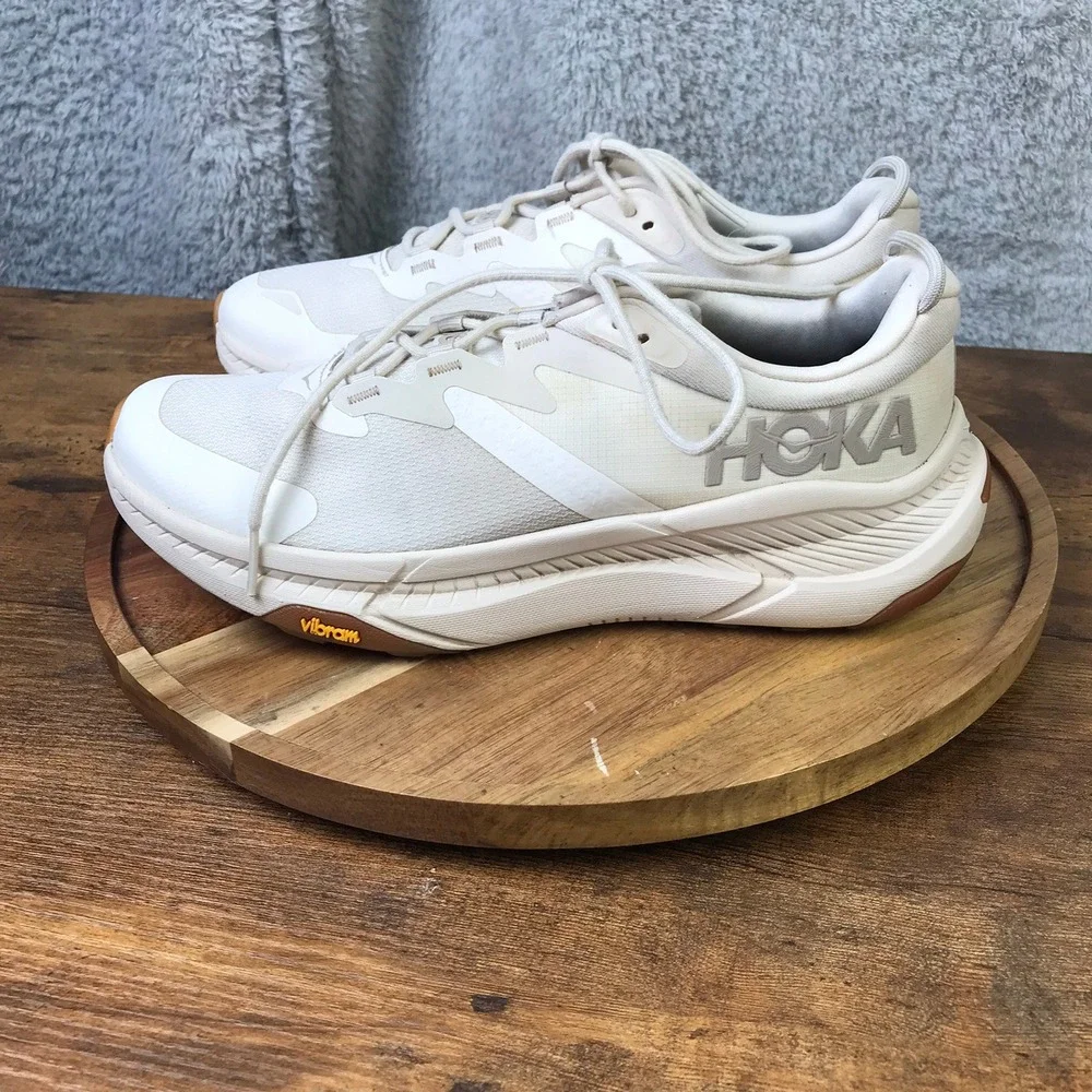Hoka Transport Sneakers Women 8B Eggnog Gull White Vibram Cordura Walking Shoes